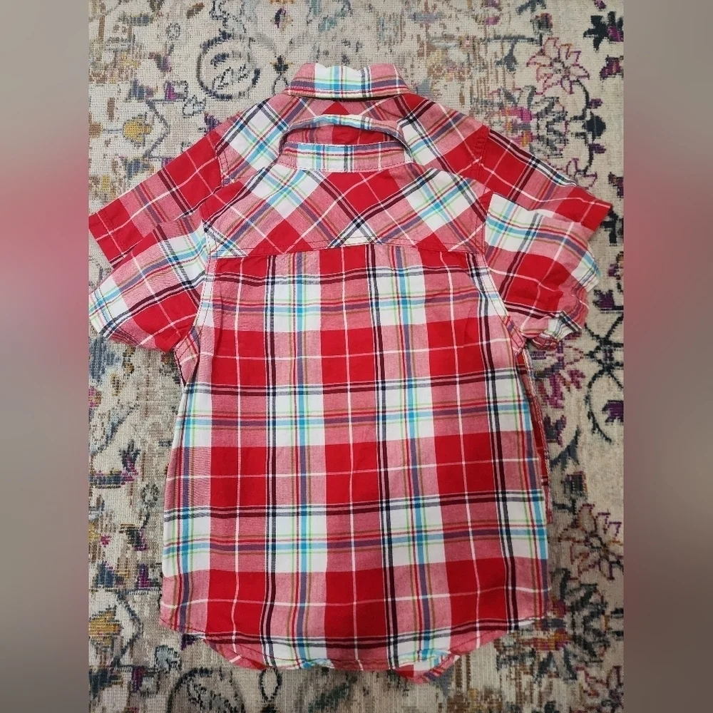 Arizona Jean Co Red Plaid Button Front Shirt Boys Size 6 (Price Per Shirt)